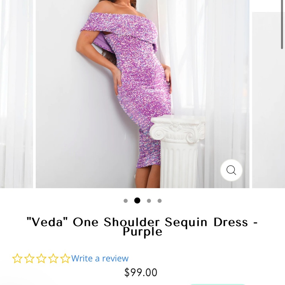 $20 both dresses on 7/27 on Posh Live show. Price of purple dress$99. Used once